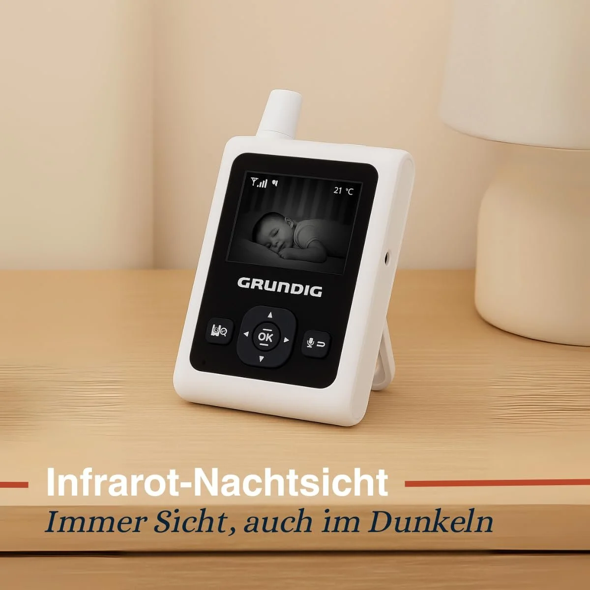 Відеоняня Grundig 2 дюйми з нічним баченням та датчиком температури біла, фото №7