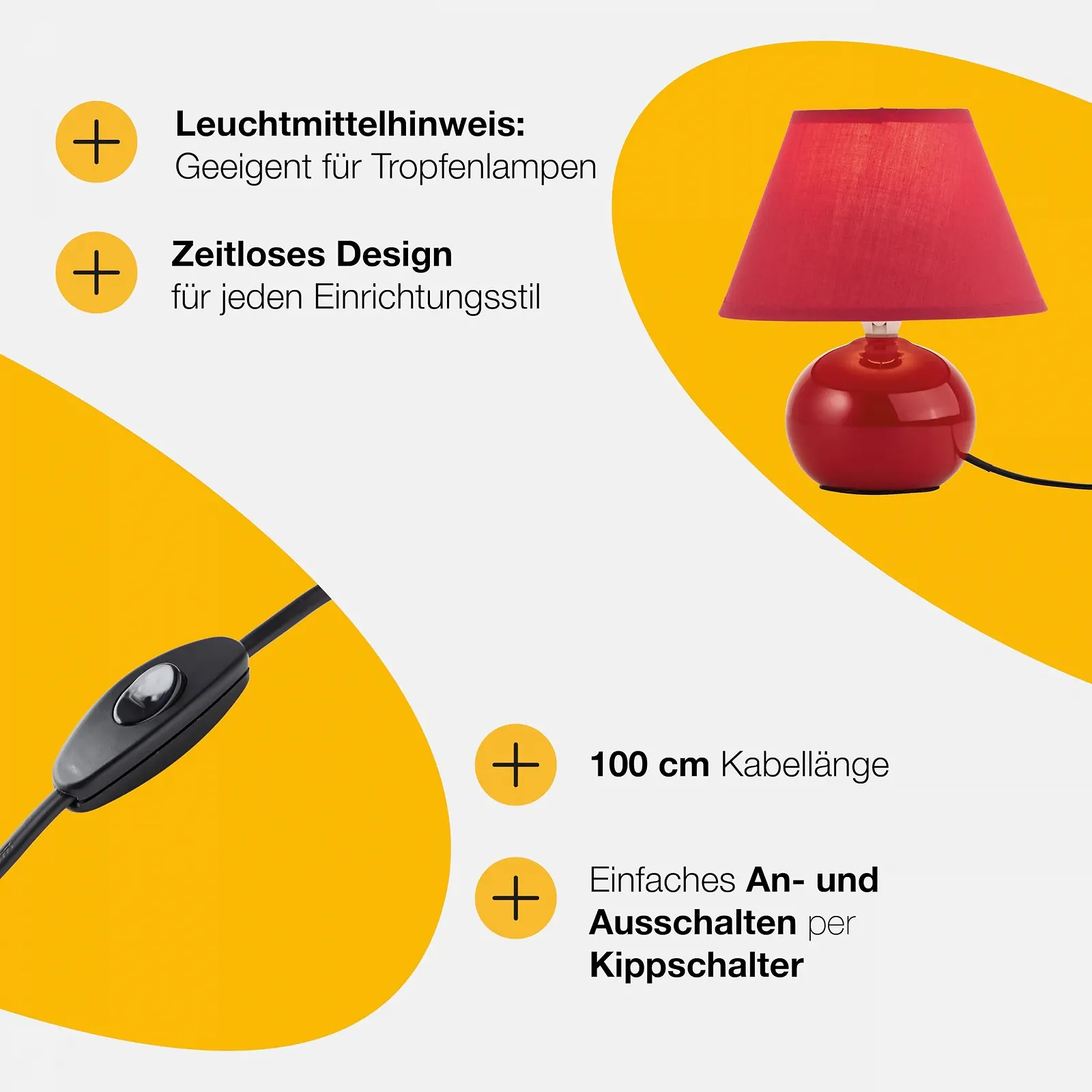 Настільна лампа Brilliant Primo 61047/01 Red, фото №4