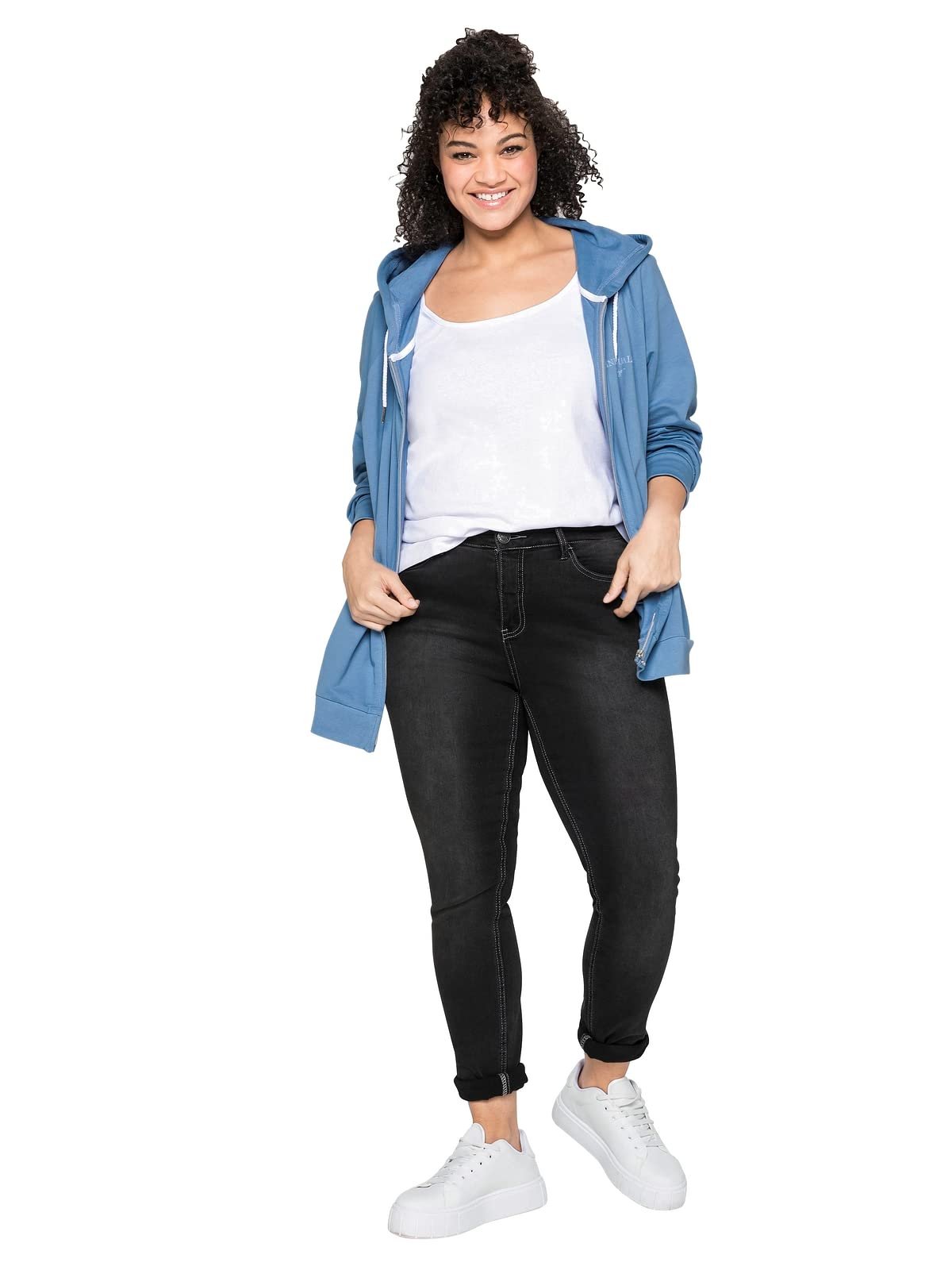Женская Спортивная Куртка Sheego Plus Size с принтом и карманами, V-образным вырезом, фото №5