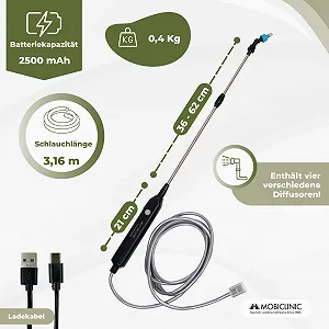 Електричний обприскувач Mobiclinic Profumig шланг 3 м 4 сопла телескопічна штанга 60-85 см USB synthetic.ua - Фото 1