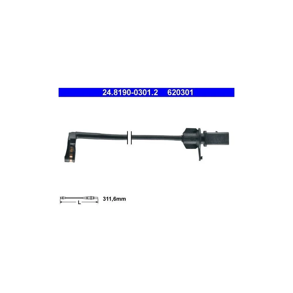 Датчик износа тормозных колодок ATE 24.8190-0301.2 для VAG, передний мост, фото №1 Датчик износа тормозных колодок ATE 24.8190-0301.2 для VAG, передний мост, фото №1