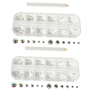 Стразы для ногтей FRCOLOR 2 набора Белый Костюм Белые Бриллианты Драгоценные камни для рукоделия Драгоценные камни для лица Стразы для ногтей Клей для массы Рукоделие Стеклянные стразы Кристалл 3D synthetic.ua - Фото 1