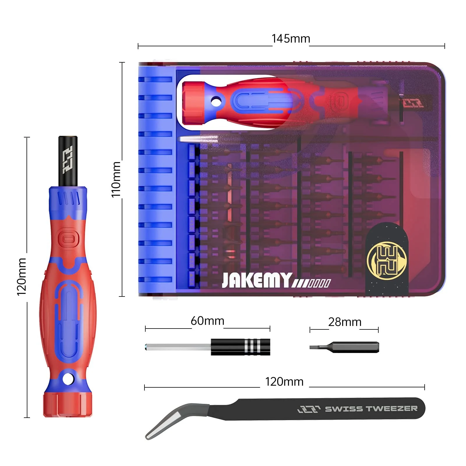 Набір прецизійних викруток JAKEMY 33 в 1 з 30 магнітними бітами Torx для електроніки, фото №5