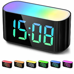 Дитячий Будильник DOUMOSH з Нічником RGB, Регулятор Яскравості 0-100%, Кольоровий Дисплей - Фото 1