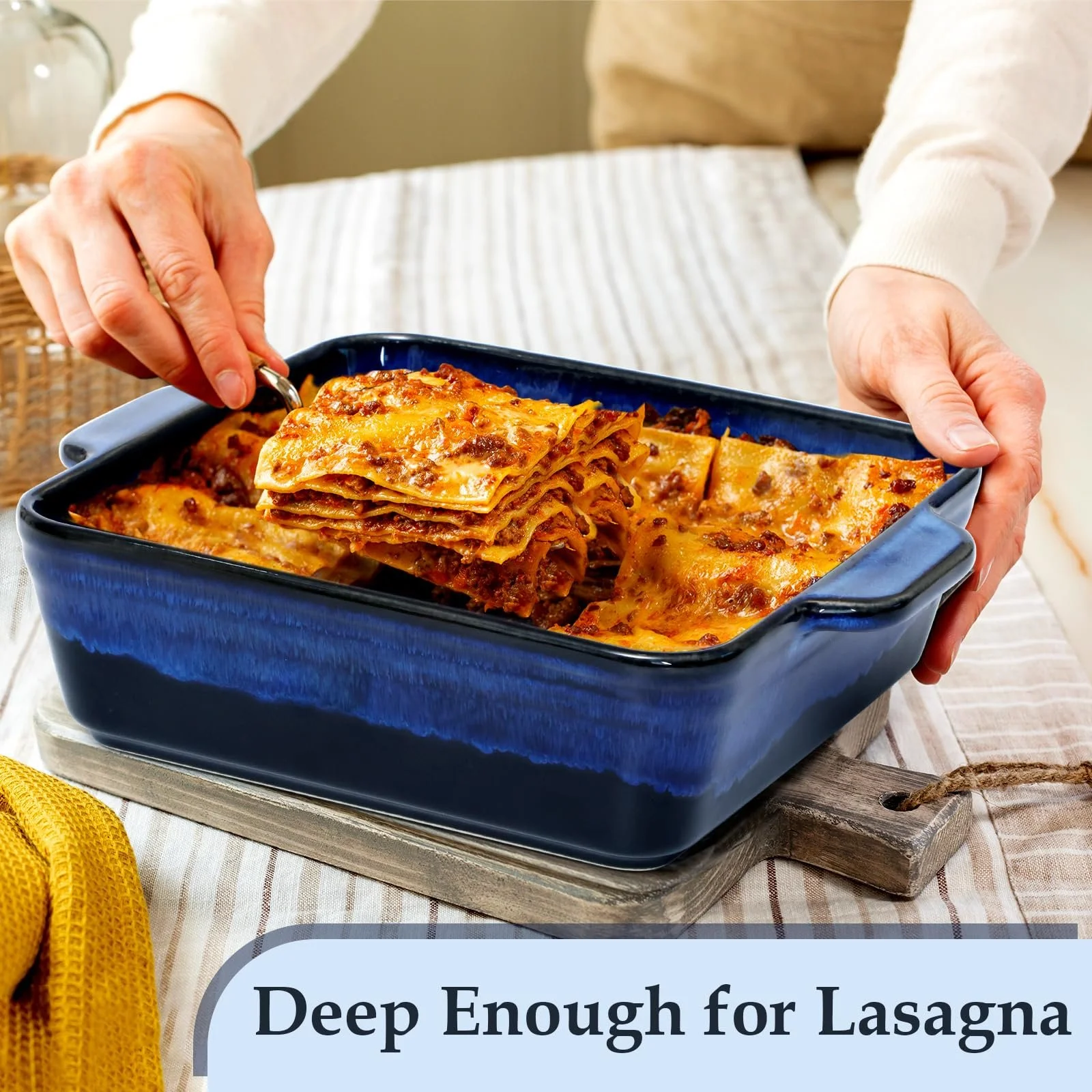 Форма для запекания NUTRIUPS квадратная керамическая 22 cm с ручками Blue, фото №7