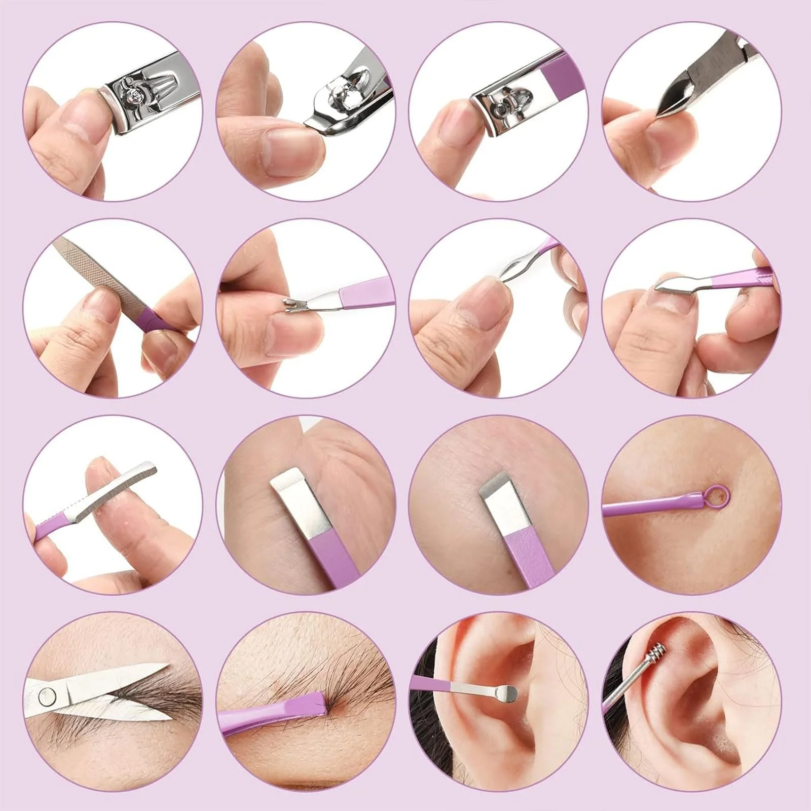 Набор для маникюра, 16 предметов, профессиональный (Фиолетовый), фото №2 Набор для маникюра, 16 предметов, профессиональный (Фиолетовый), фото №2