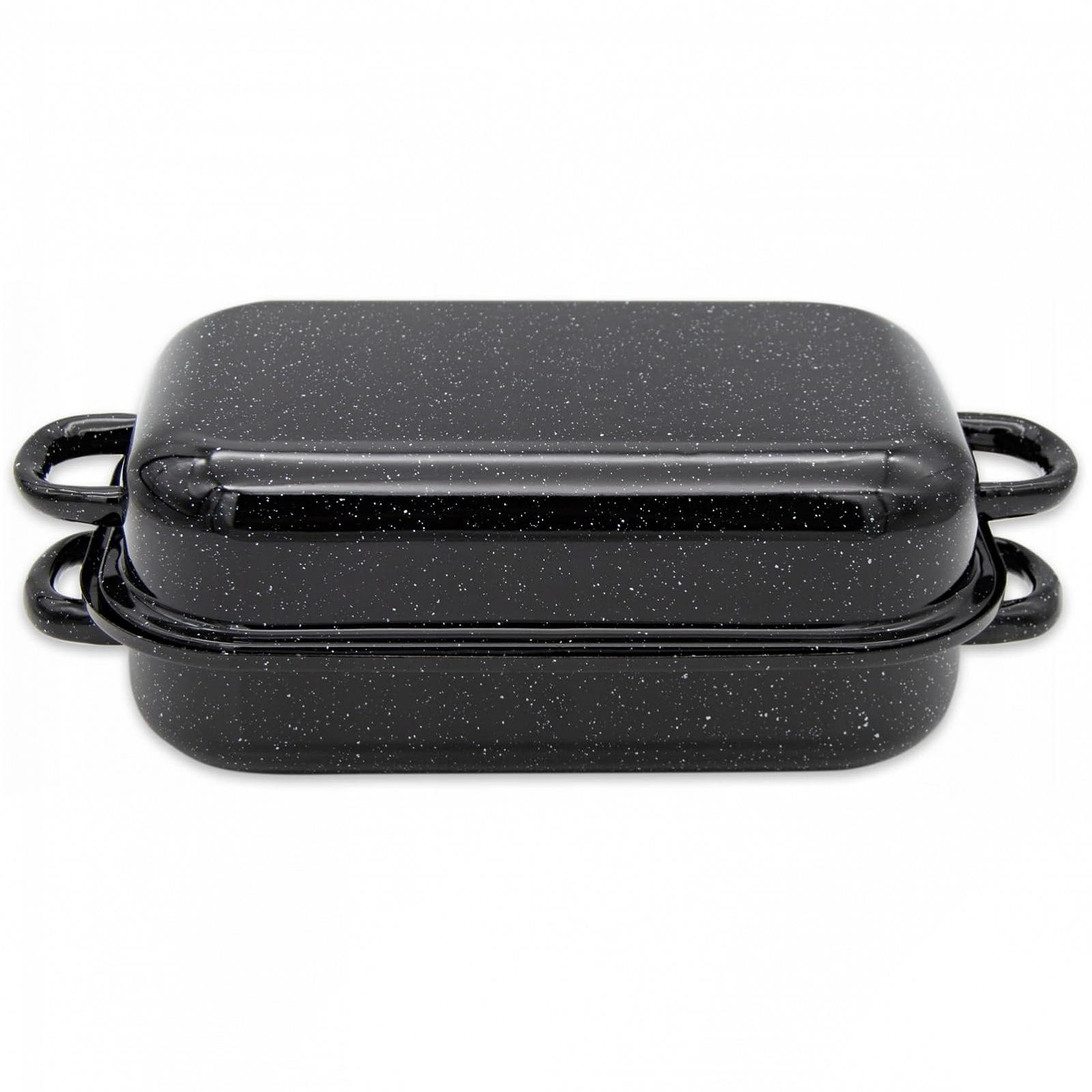 Гусятниця емальована з кришкою 35 x 24 см 5 л для індукції чорна, фото №2 Гусятниця емальована з кришкою 35 x 24 см 5 л для індукції чорна, фото №2