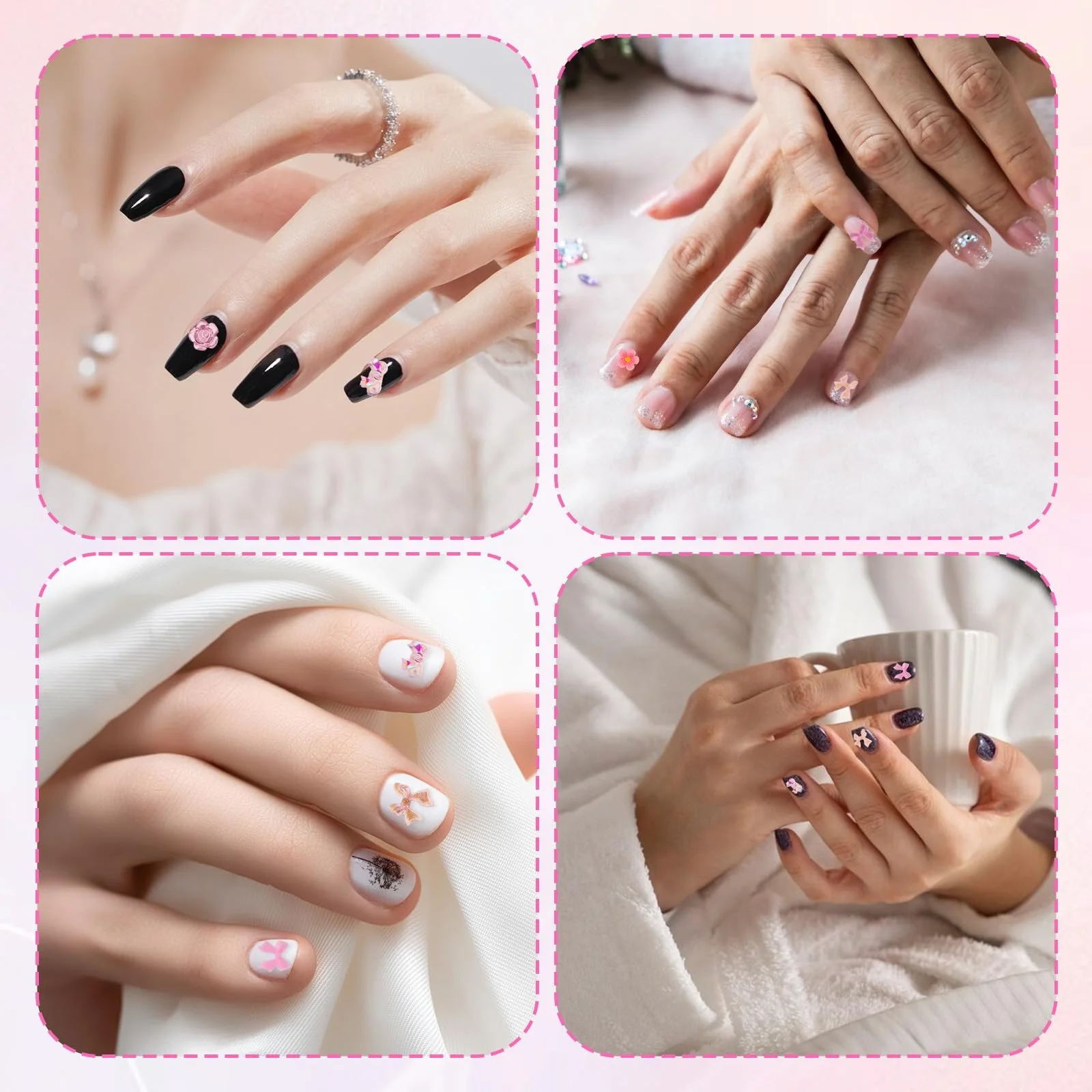 Украшения для ногтей Giantree, Разные формы, Сердце Бантик Бисер, 100 шт., 3D Подвески для ногтей, Набор украшений для ногтей, Ювелирные изделия для маникюра своими руками (Розовый), фото №7