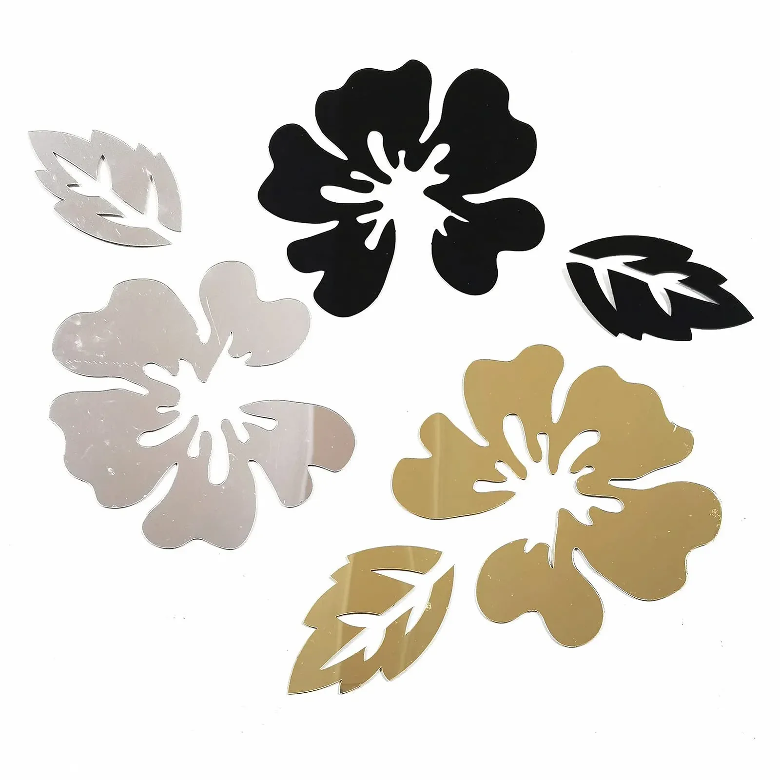 3D Зеркальная наклейка на стену Flowers Золотистая, фото №6