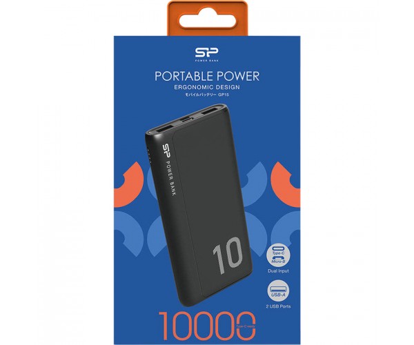 Зовнішній акумулятор Power Bank Silicon GP15 10000mAh Black SP10KMAPBKGP150K, фото №4
