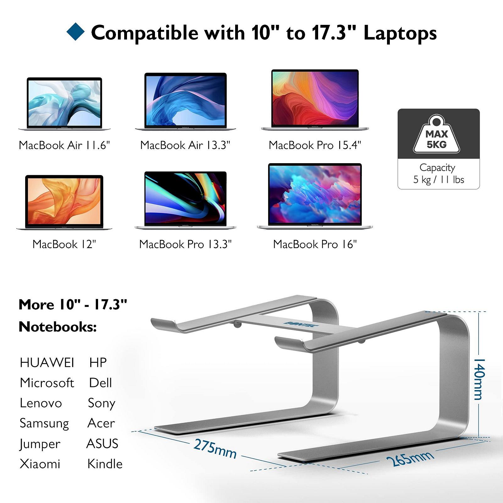 Підставка для ноутбука BONTEC Ергономічна Сумісна з 10-17.3 дюймовими нутбуками Срібляста, фото №3 Підставка для ноутбука BONTEC Ергономічна Сумісна з 10-17.3 дюймовими нутбуками Срібляста, фото №3
