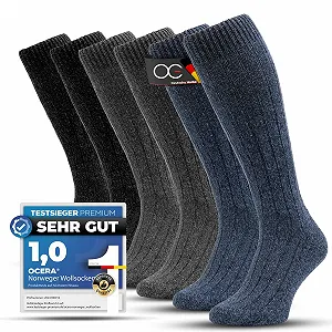 Гольфы Norweger для мужчин и женщин, 3 или 6 пар, теплые зимние носки из шерсти с мягкой плюшевой подошвой, черные - Фото 1