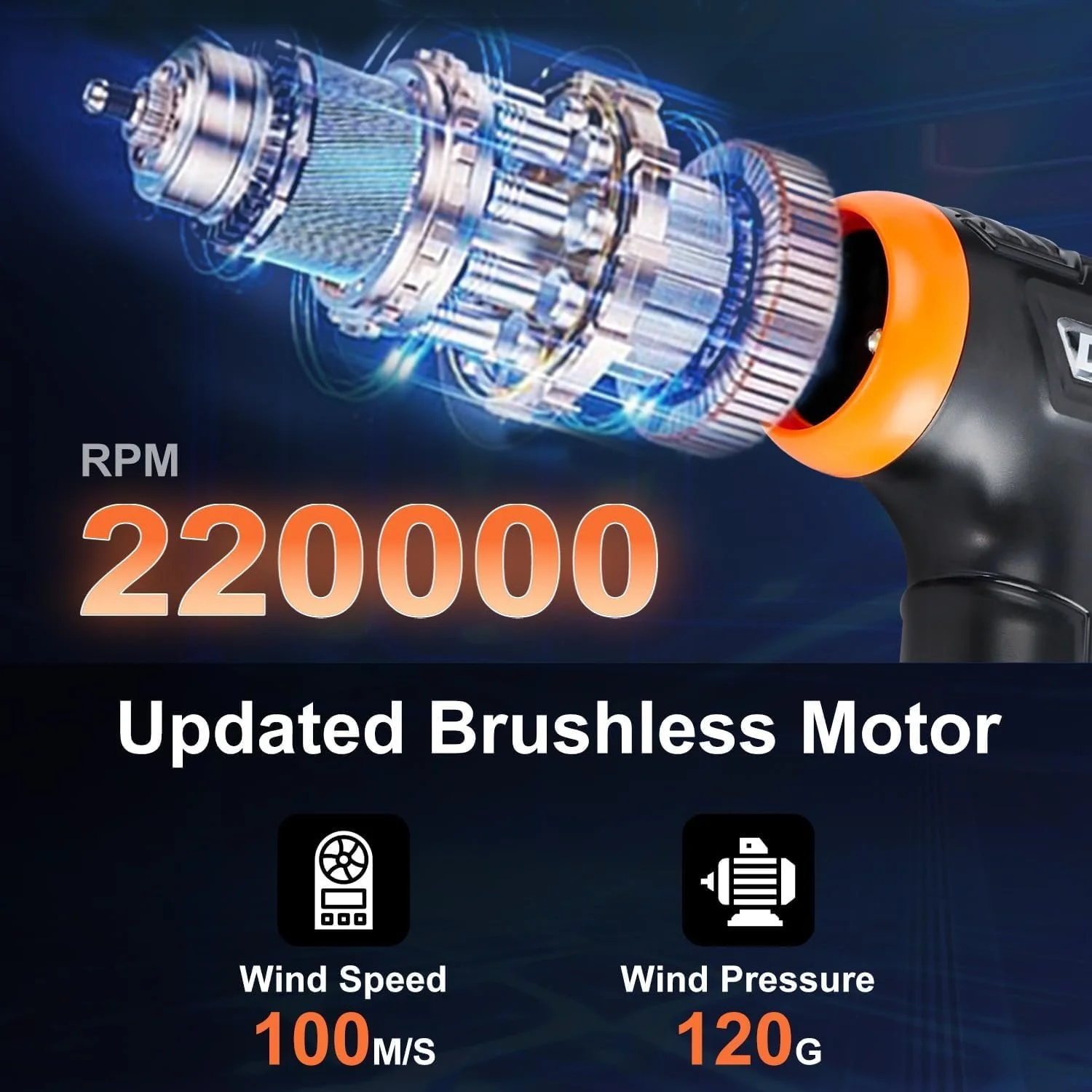 Електрична повітродувка Pejevir 220,000 RPM Акумуляторна з LED-підсвіткою та щіткою для чищення, фото №2 Електрична повітродувка Pejevir 220,000 RPM Акумуляторна з LED-підсвіткою та щіткою для чищення, фото №2