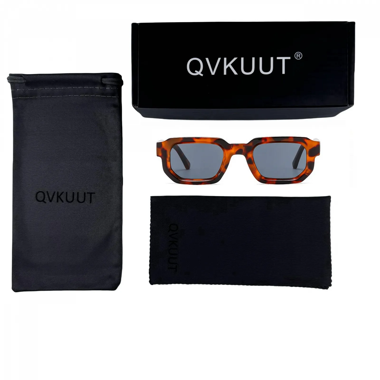 Вінтажні Прямокутні Сонцезахисні Окуляри QVKUUT для Жінок та Чоловіків, фото №3