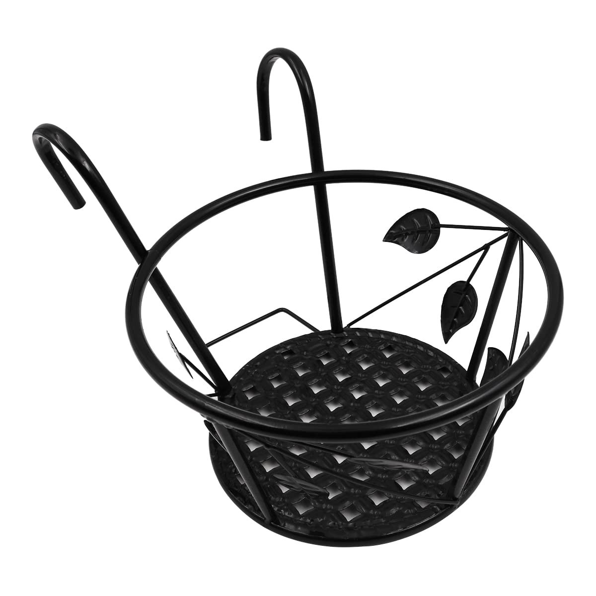 Підвісний тримач для квіткових горщиків Leaf Набір 3 шт. Круглий Для перил Залізний Чорний, фото №3