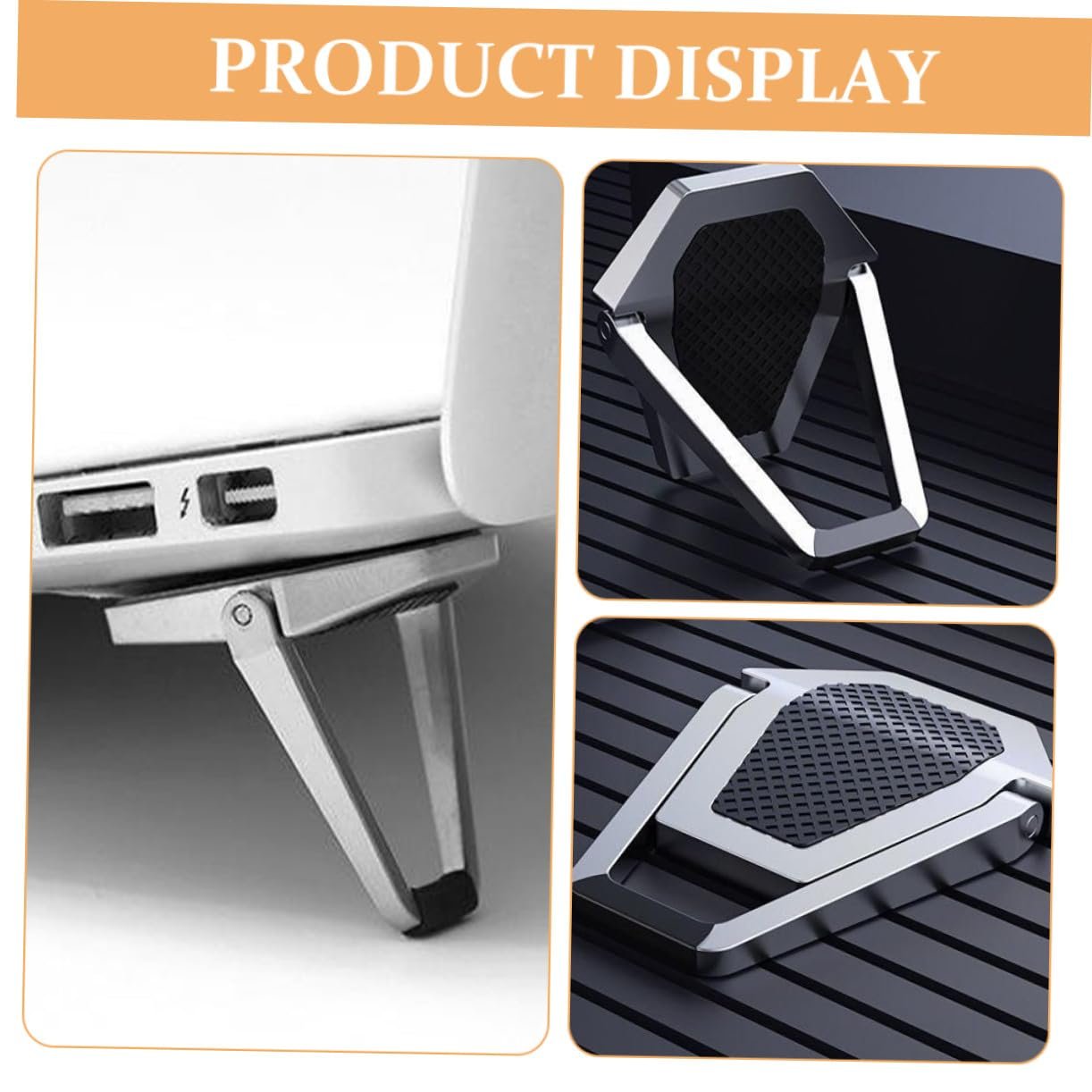 Підставка Sewroro, складана, для ноутбука, 4 шт., з цинкового сплаву, ергономічна, плавно регульована, для подорожей, офісу, комп'ютера, фото №7