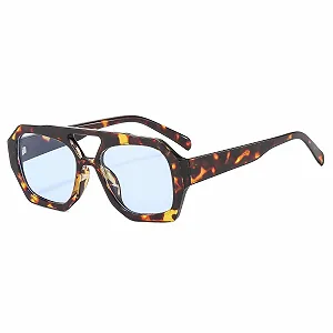 Сонцезахисні окуляри Авіатор LJCZKA Retro Квадратні з подвійним містком Класичні 70-х Плоскі з захистом UV400 - Фото 1