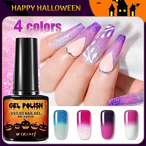 Набор цветных гель-лаков для ногтей, меняющих цвет, 4 цвета, изменение температуры, контроль температуры цвета для нейл-арта, быстросохнущий и долговечный УФ-лак для ногтей, нетоксичный (разноцветный B, 4 шт.) synthetic.ua - Фото 1