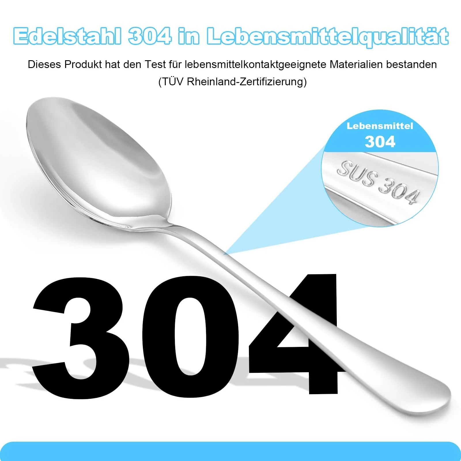 Ложка Супова з нержавіючої сталі 304, 17 см (6.7 дюймів), Набір з 3 штук, фото №3