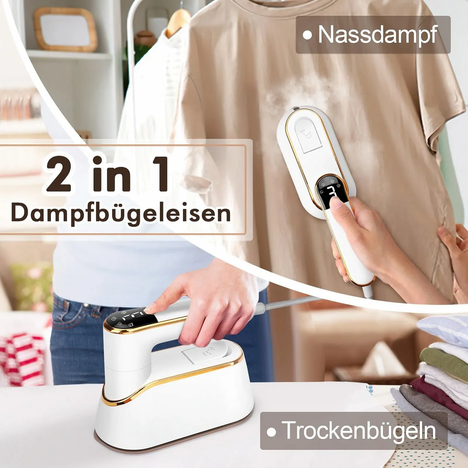 Парова праска 2-в-1 LCD Display 1200 W 180° Rotating Handle 110 ml, фото №7