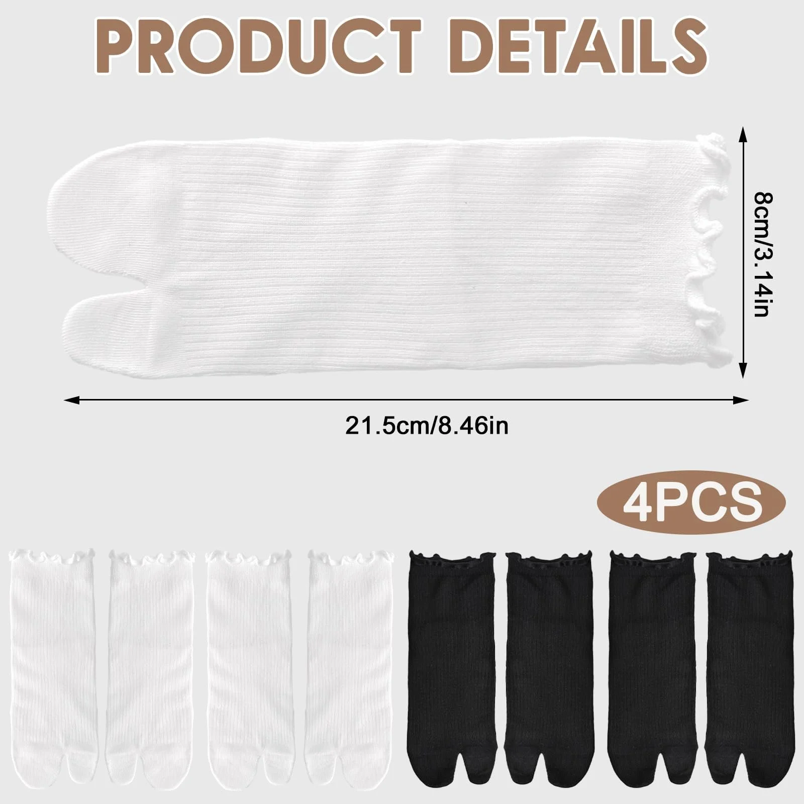 Шкарпетки Tabi Жіночі для в'єтнамок 4 пари, фото №2 Шкарпетки Tabi Жіночі для в'єтнамок 4 пари, фото №2