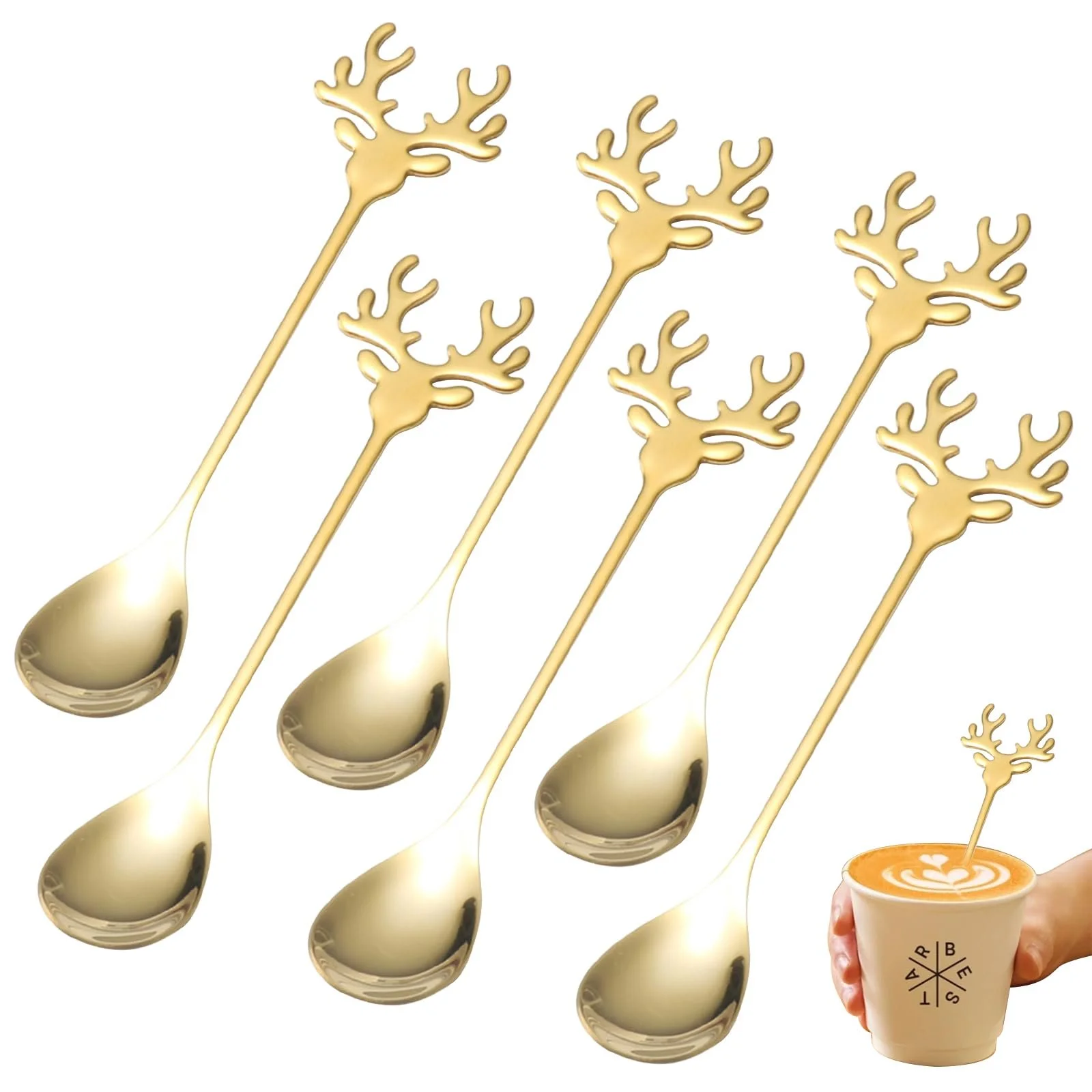 Набір ложок Elk, 6 шт, нержавіюча сталь, золотий, фото №1