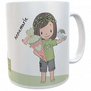 Детская Чашка Школьница 2023 Девочка Голубь мира Подарок для наполнения школьной сумки Начало школы (Пластиковая Девочка с Голубем мира) - Фото 1