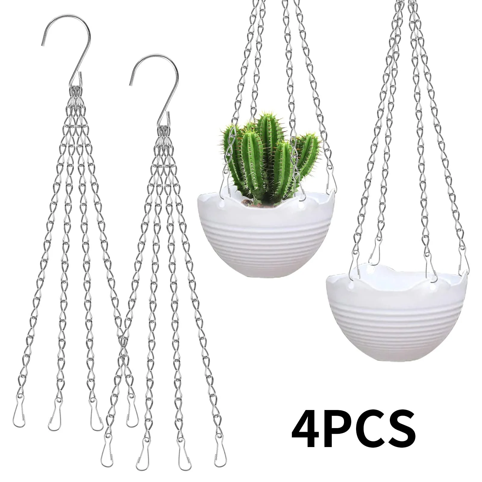 Підвісний ланцюг Набір з 4 предметів Металевий з S-подібними гачками Сріблястий, фото №4