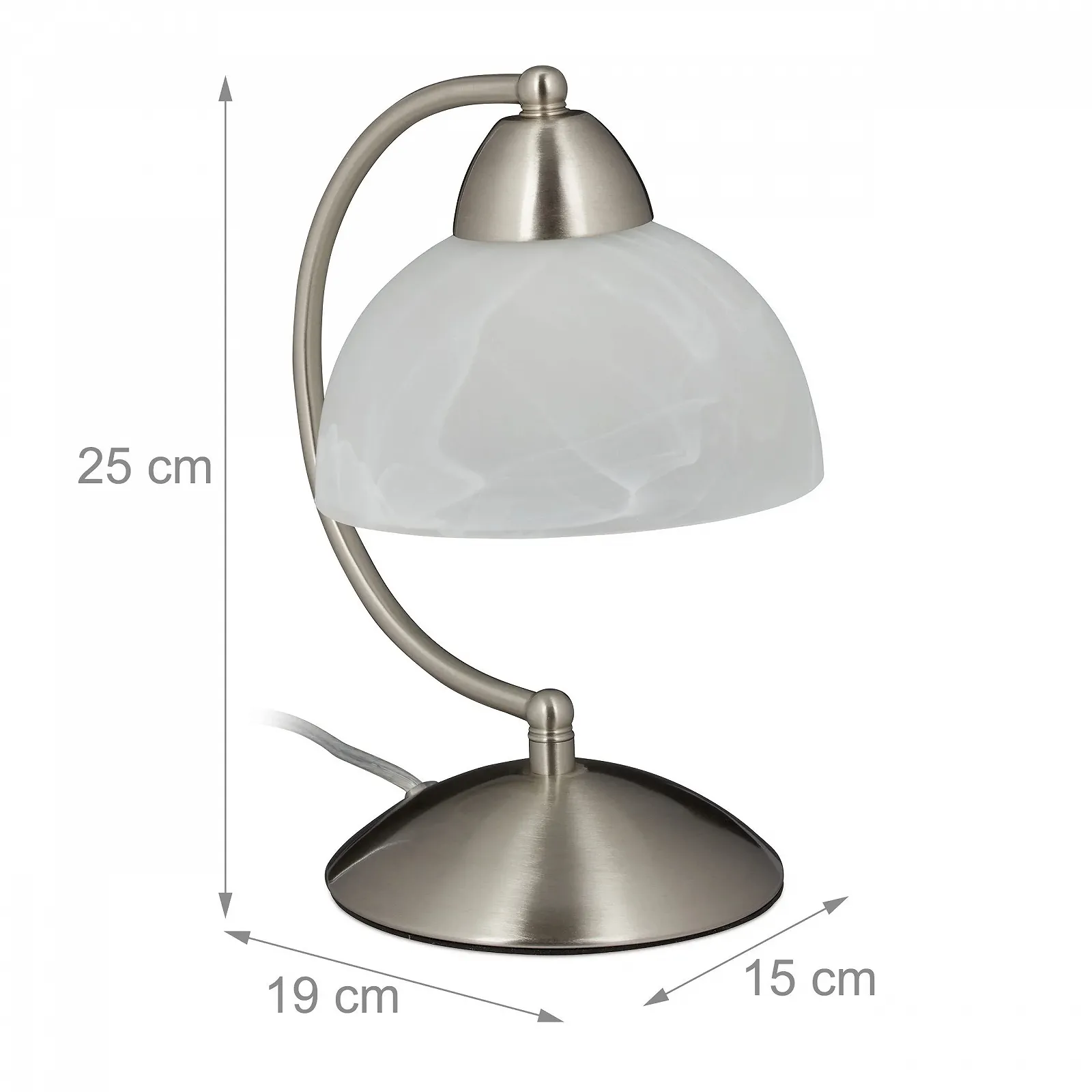 Настільна лампа Relaxdays Touch Retro E14 Dimmable Glass & Iron 25 x 15 x 19 см Срібляста, фото №4