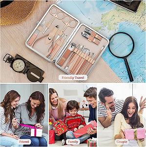 Набір для манікюру та педикюру 18 шт., нержавіюча сталь, з розкішним портативним дорожнім футляром, рожеве золото ціна на synthetic.ua - Фото 1 Набір для манікюру та педикюру 18 шт., нержавіюча сталь, з розкішним портативним дорожнім футляром, рожеве золото synthetic.ua - Фото 1