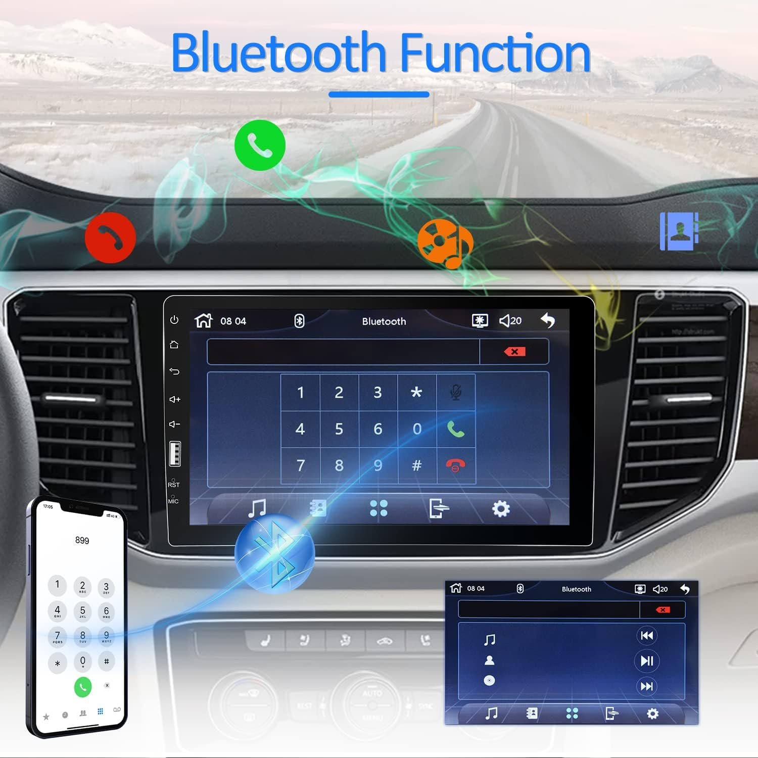 Автомагнітола OiLiehu SH1AM10O / 9" / Сенсорна / Apple CarPlay / Android Auto / Bluetooth / FM / USB / AUX / 1DIN, фото №4