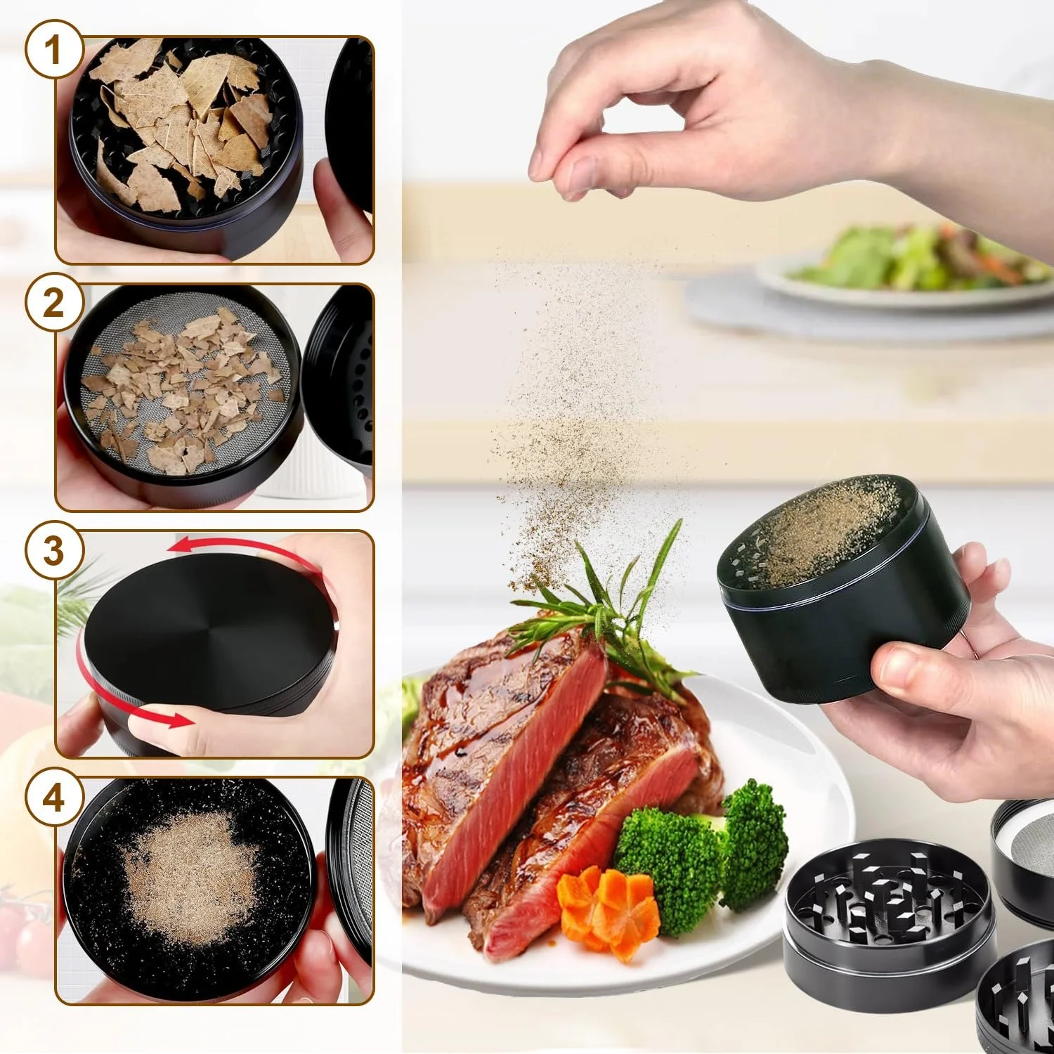 Измельчитель Klein 4-секционный Мельница для трав Металлическая, фото №5