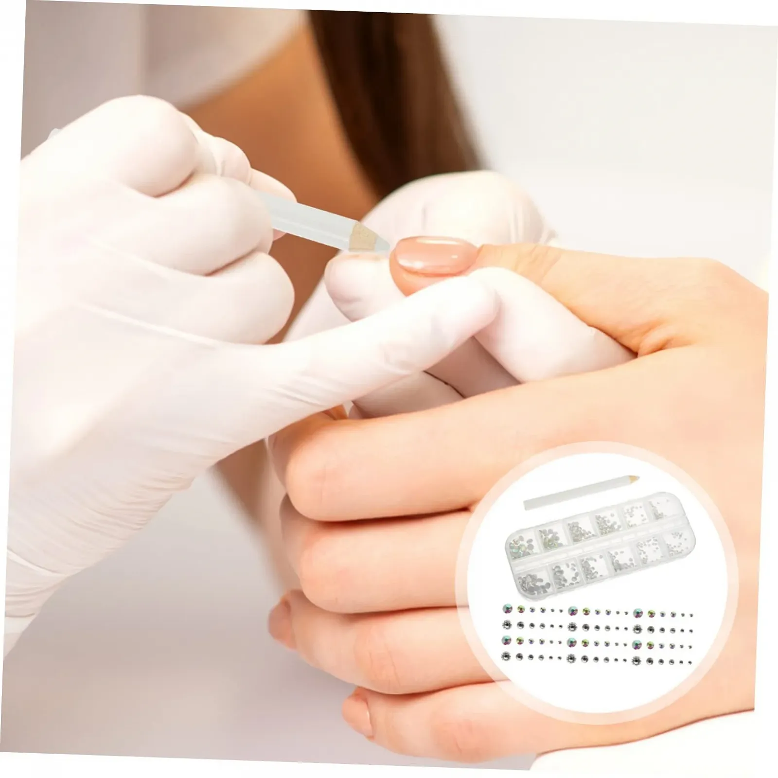 Набор для ногтей Housoutil Наклейки для украшения ногтей со стразами Коробка для макияжа Кристаллы для рукоделия Диски для ногтей 3D Плоские стеклянные аксессуары, фото №4