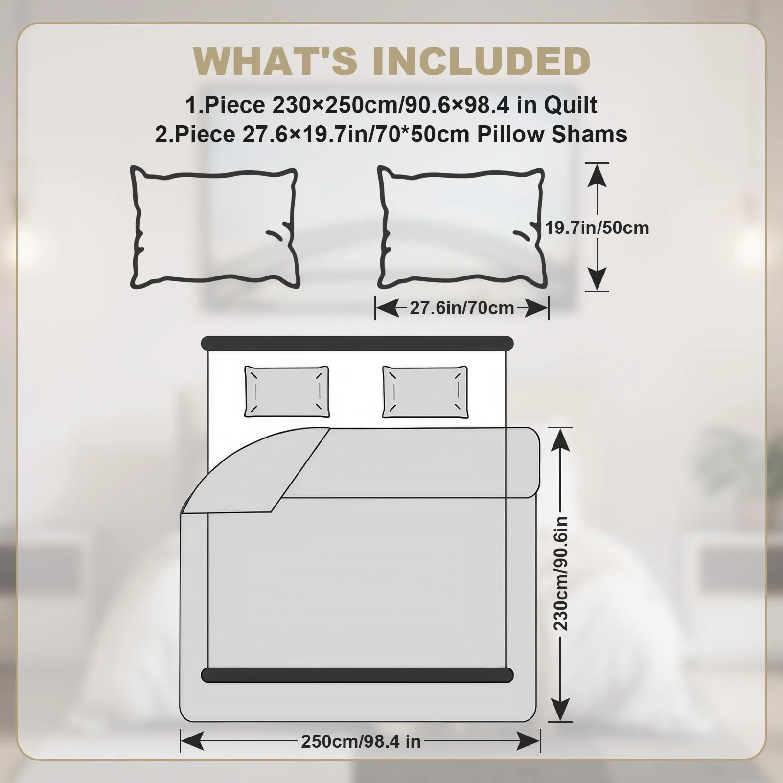 Одеяло SHANNA Extra Large: Молочный Бархат Мягкое Двустороннее Идеально подходит как Покрывало 230 x 250 см с 2 Наволочками 50 x 70 см Бежевый, фото №5