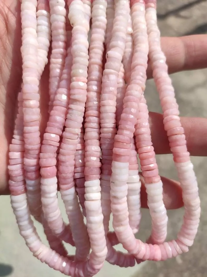 Бусины Опал Розовый Натуральный Roundelle Ограненные 6-6.5 мм, фото №4