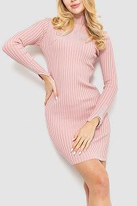 Платье вязаное в рубчик цвет пудровый 204R173 synthetic.ua - Фото 1