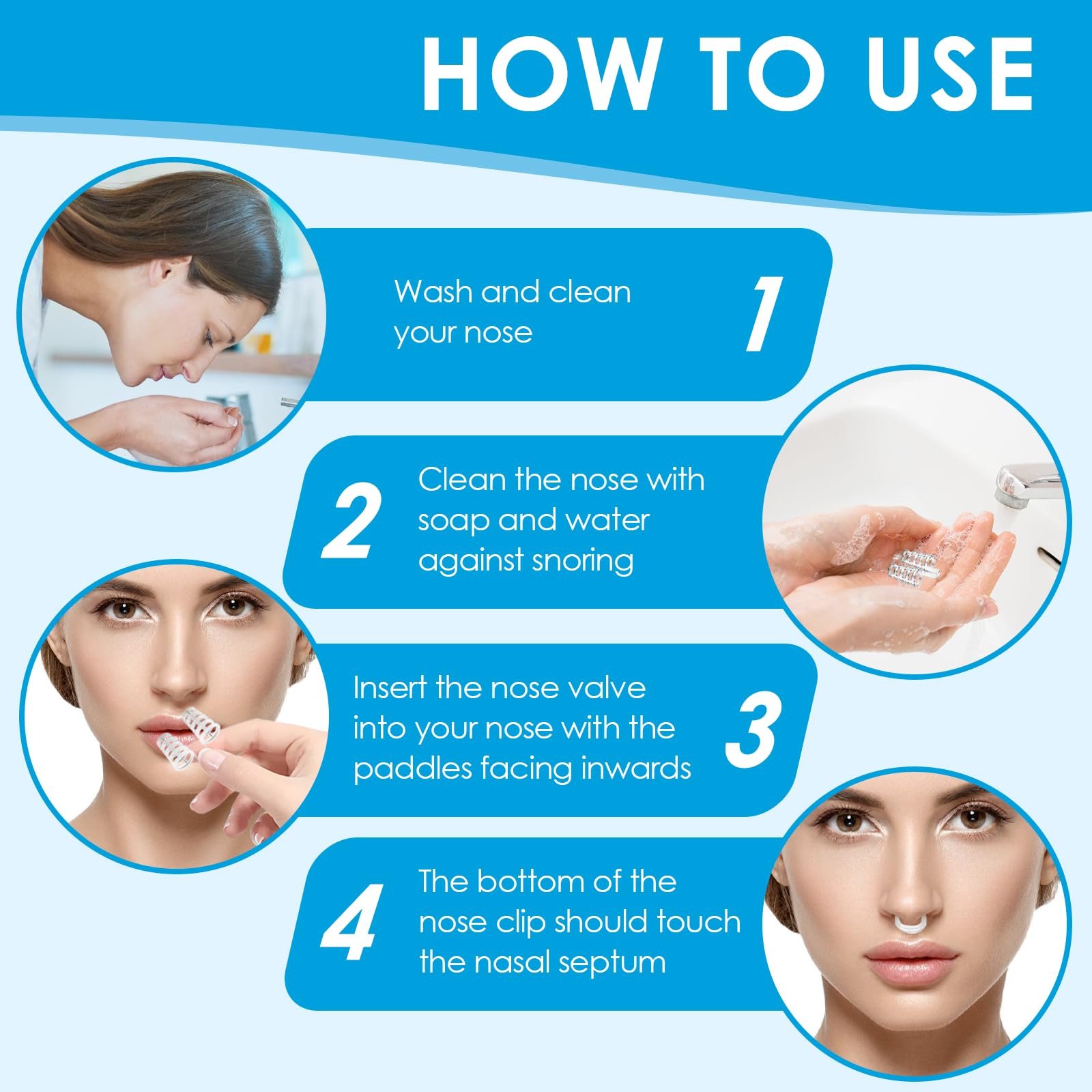 Кліпси проти хропіння Магнітні & Силіконовий роздільник для носа 16 штук, фото №5