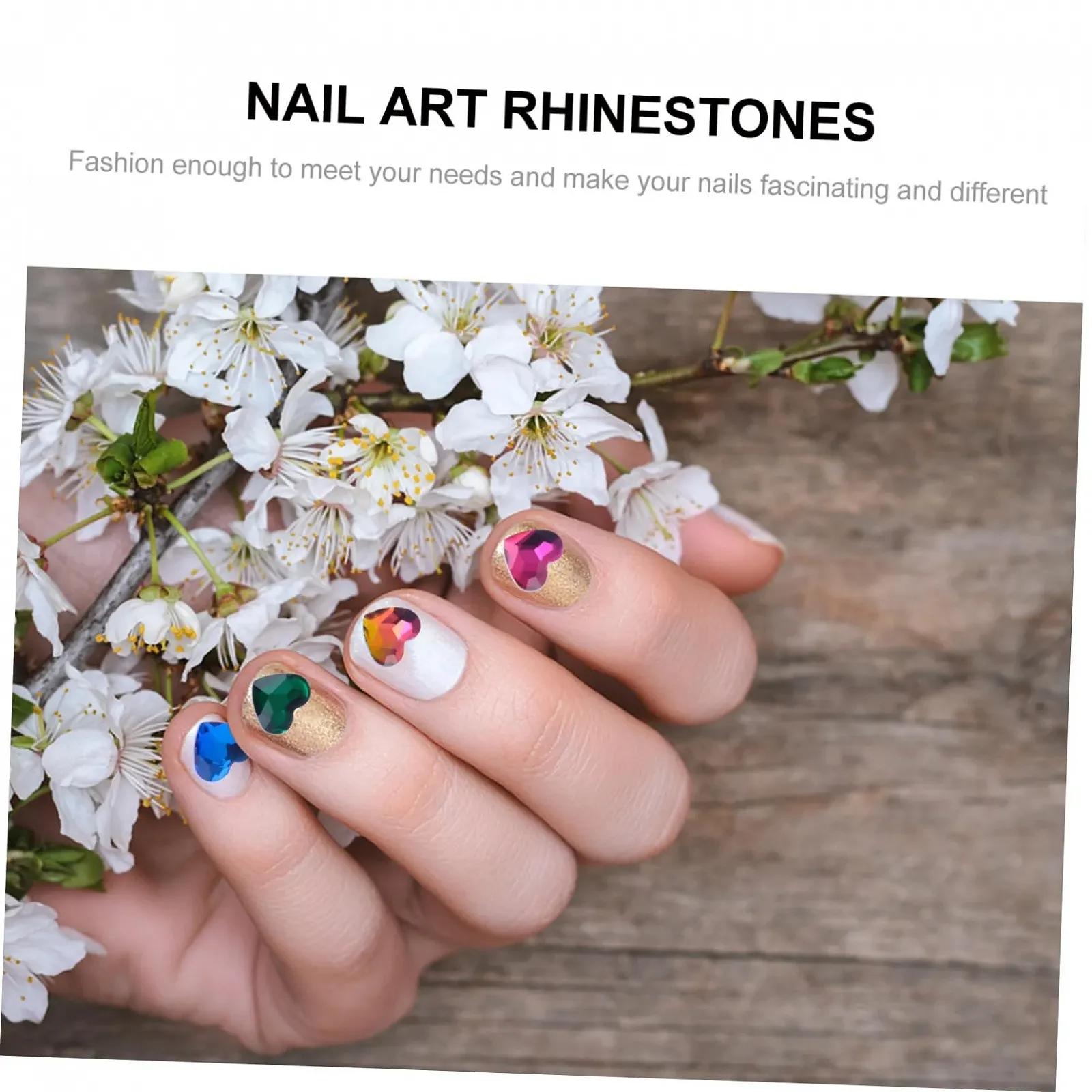 Стразы для ногтей Ipetboom в форме сердца, 50 шт., фото №4