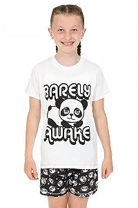 Пижама The Pyjama Factory Panda Barely Awake для девочек, шорты, хлопок, черно-белая synthetic.ua - Фото 1