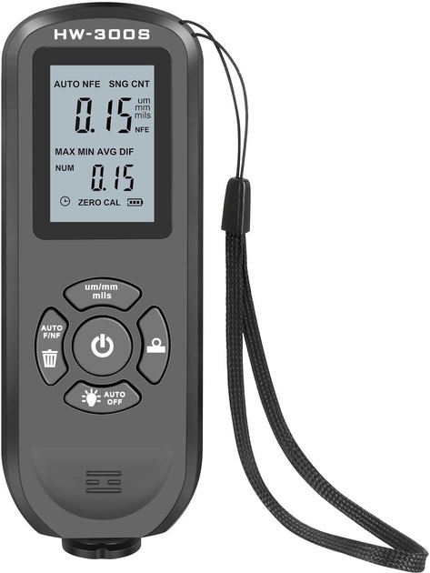 Толщиномер краски цифровой iCar HW-300 S 0 2000 мкм Fe и Nfe Черный 050739, фото №1