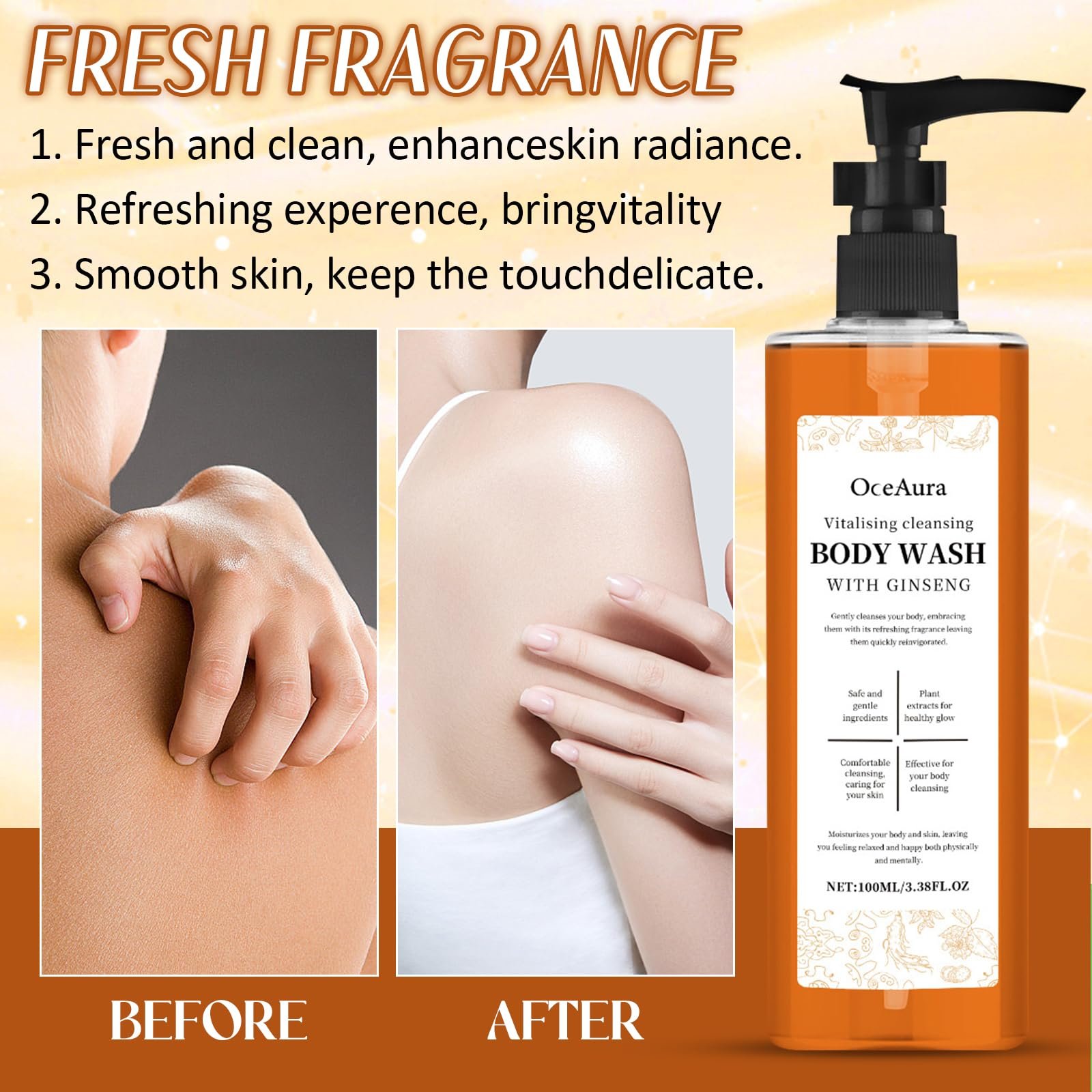 Гель для душа Revitalising с экстрактом женьшеня увлажняющий и бодрящий 100 мл, фото №4