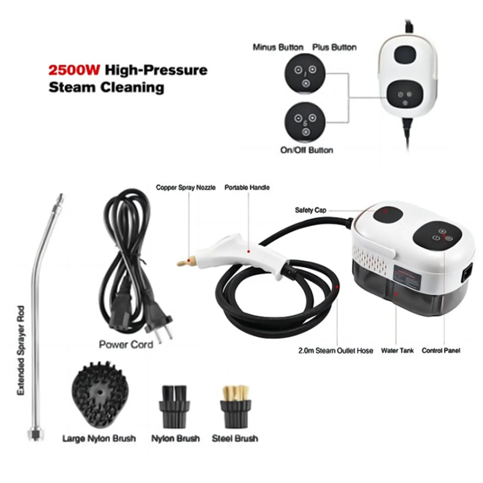 Пароочисник WYFCR ручний ABS Білий, фото №5 Пароочисник WYFCR ручний ABS Білий, фото №5