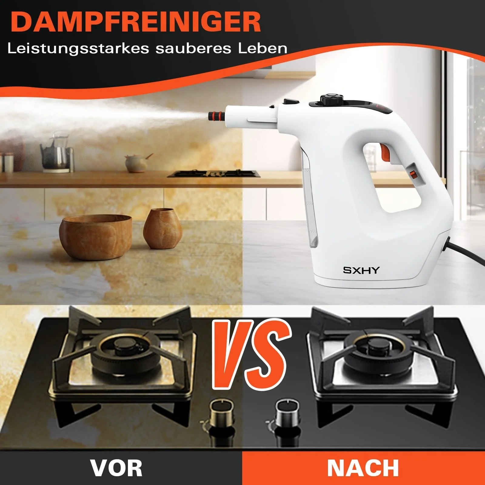 Ручний пароочисник SXHY Portable, багатоцільовий, прозорий резервуар для води, набір аксесуарів з 11 предметів для дивана, душу, оббивки, фото №7