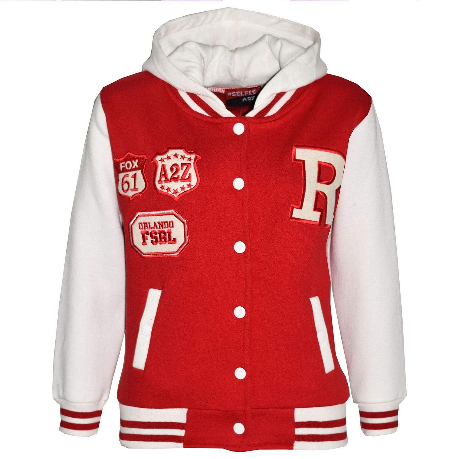 Бейсбольна куртка з капюшоном A2Z 4 Kids Girls' Baby Pink R Fashion NYC/Fox Varsity Style, довгі рукава, повсякденний стиль, рожевий колір, фото №1