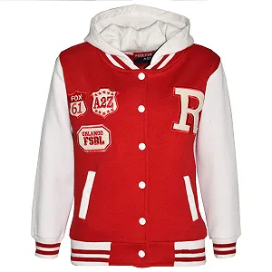 Бейсбольна куртка з капюшоном A2Z 4 Kids Girls' Baby Pink R Fashion NYC/Fox Varsity Style, довгі рукава, повсякденний стиль, рожевий колір - Фото 1