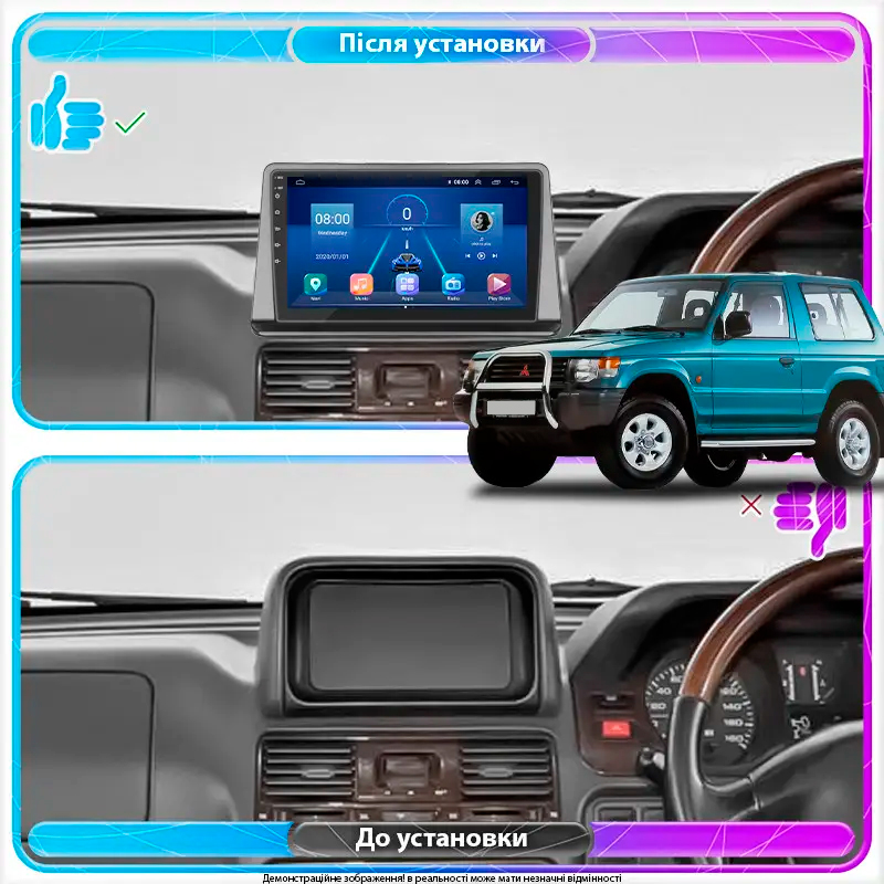 Штатна магнітола Lesko для Mitsubishi Pajero II Рестайлинг 1997-2004 екран 9 6/128Gb 4G Wi-Fi GPS Top, фото №2