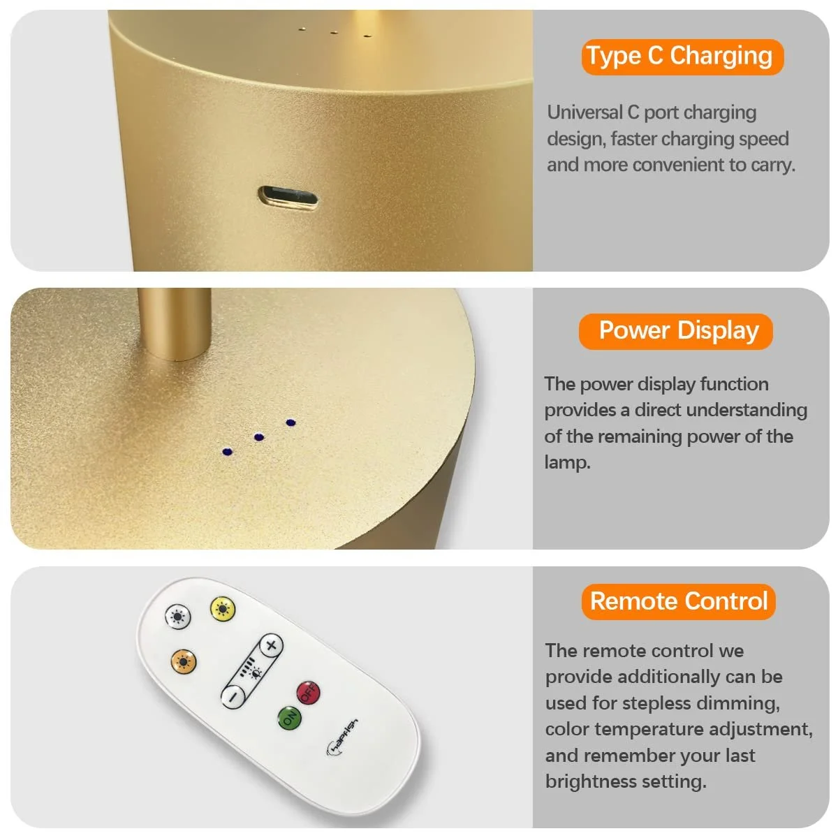 Бездротова настільна лампа Hapfish LED 8000 мАг алюмінієва, фото №3