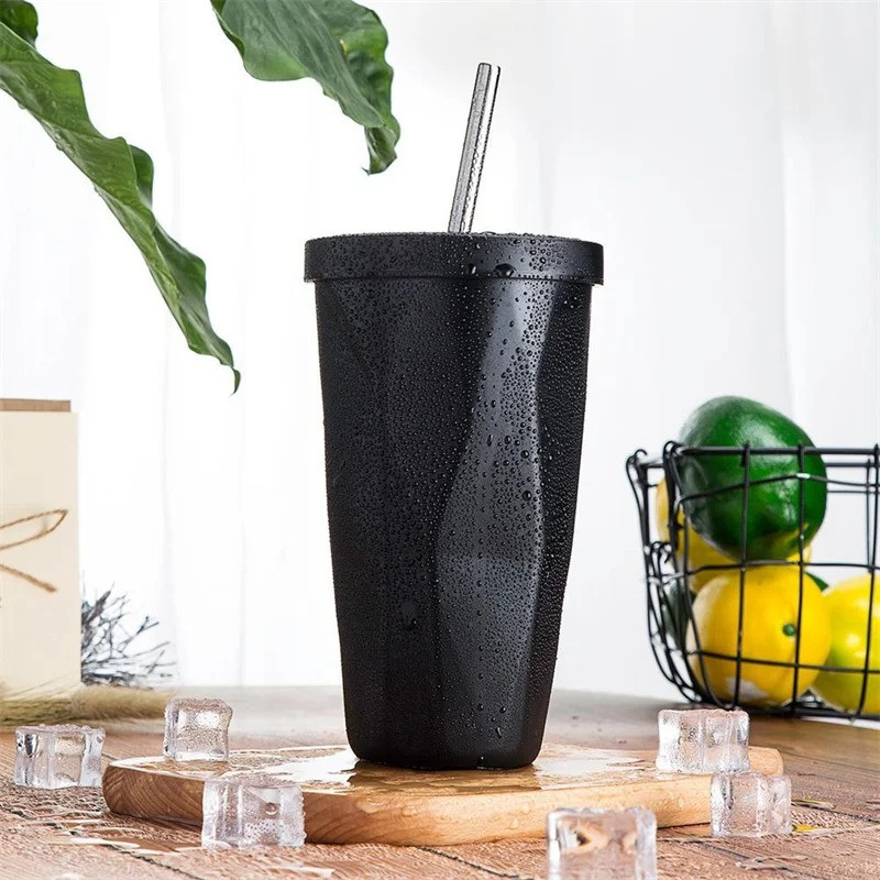 Металлический стакан с трубочкой Diamond 500 мл черный, фото №2