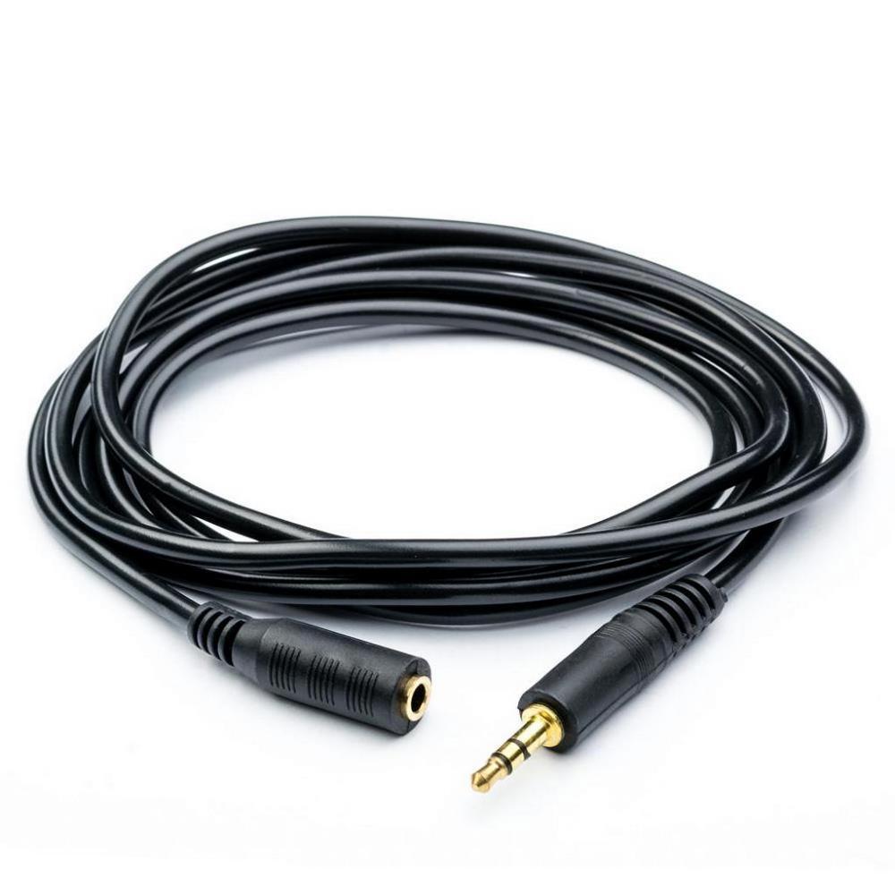 Удовжувач Audio DC3.5 папа-мама 3.0м, GOLD Stereo Jack круглий чорний кабель Пакет Q300, фото №1