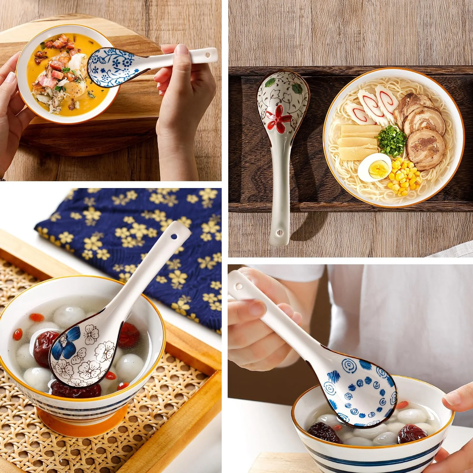 Набір з 6 азіатських ложок для супу, Керамічні китайські, фото №7 Набір з 6 азіатських ложок для супу, Керамічні китайські, фото №7